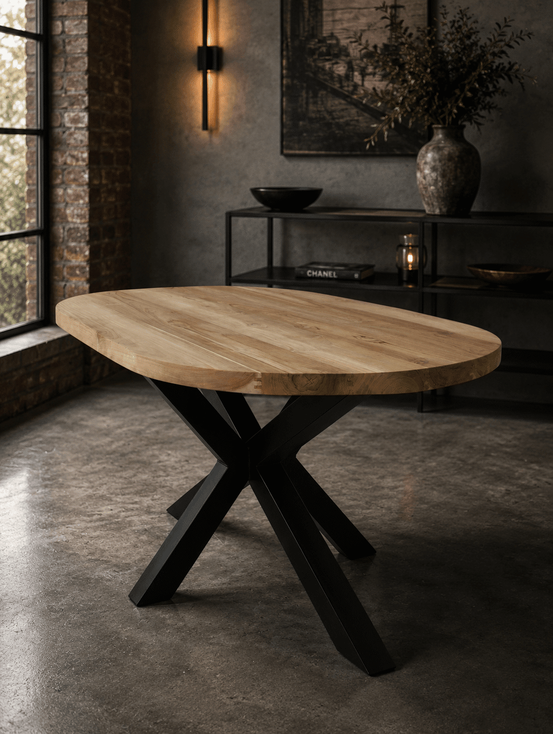 Massief teak houten afgeronde eetkamertafel 180x89x78 cm Massief teak houten afgeronde eetkamertafel 180x89x78 cm