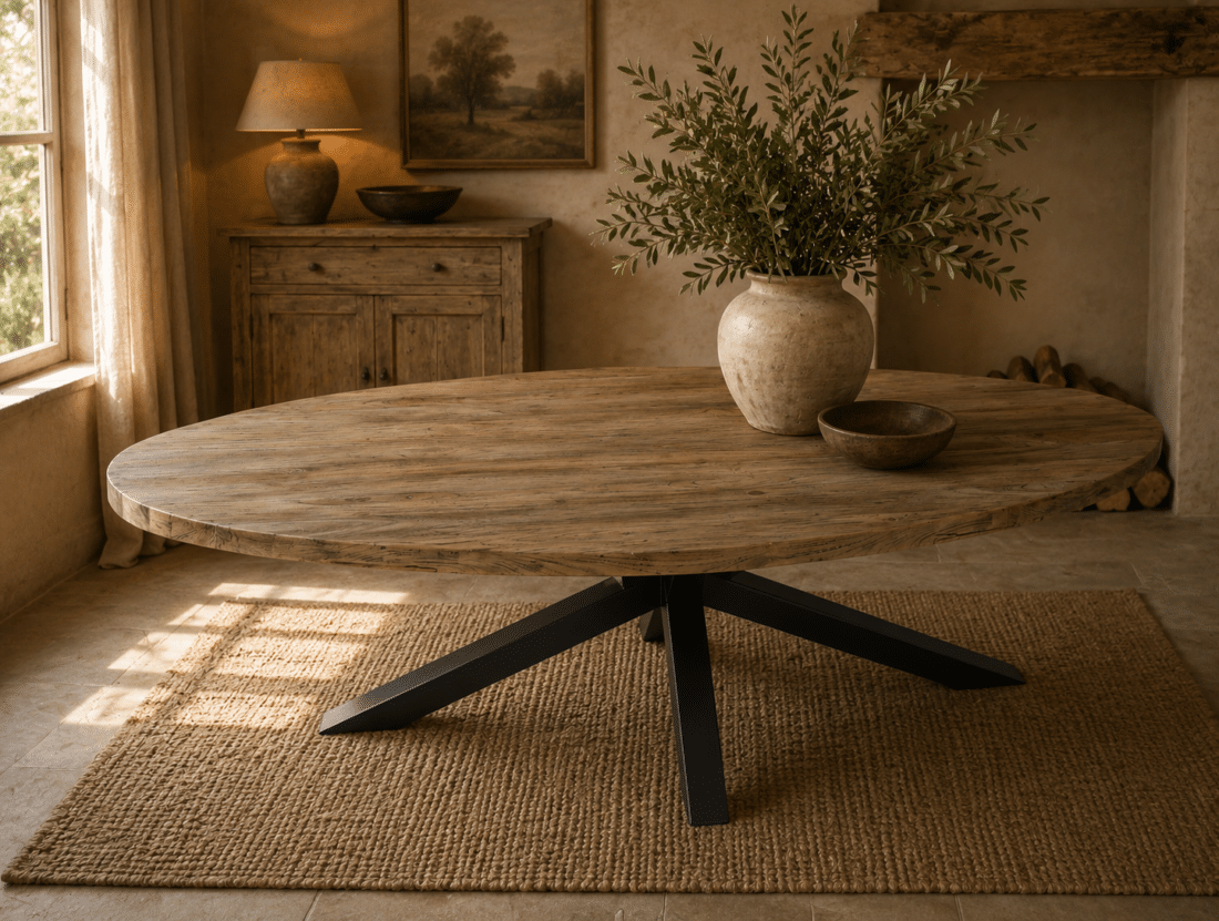 Massief teak houten ovale tafel 217x110x78 cm