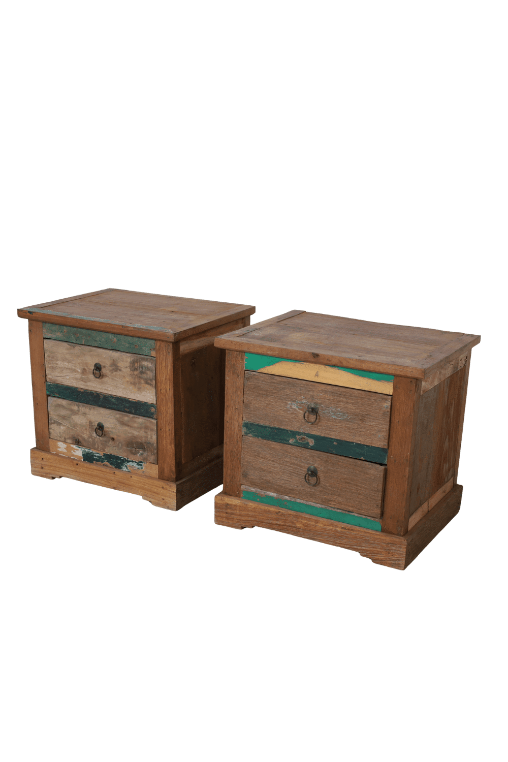 Set van 2 rustiek boten houten Nachtkastje 54x41x50 cm