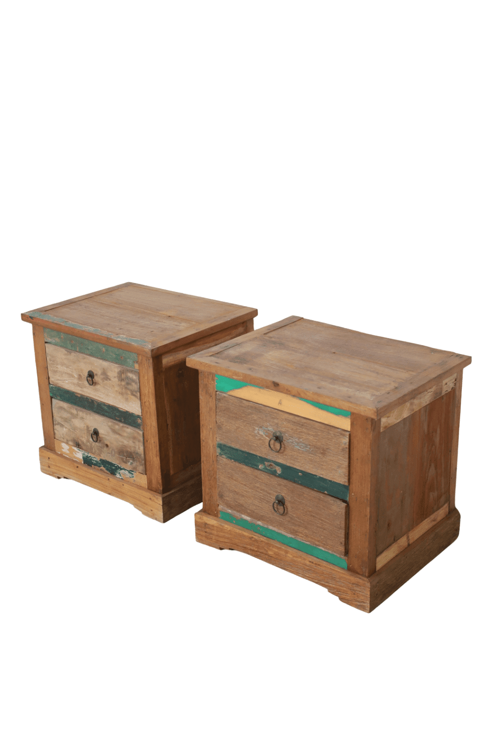 Set van 2 rustiek boten houten Nachtkastje 54x41x50 cm
