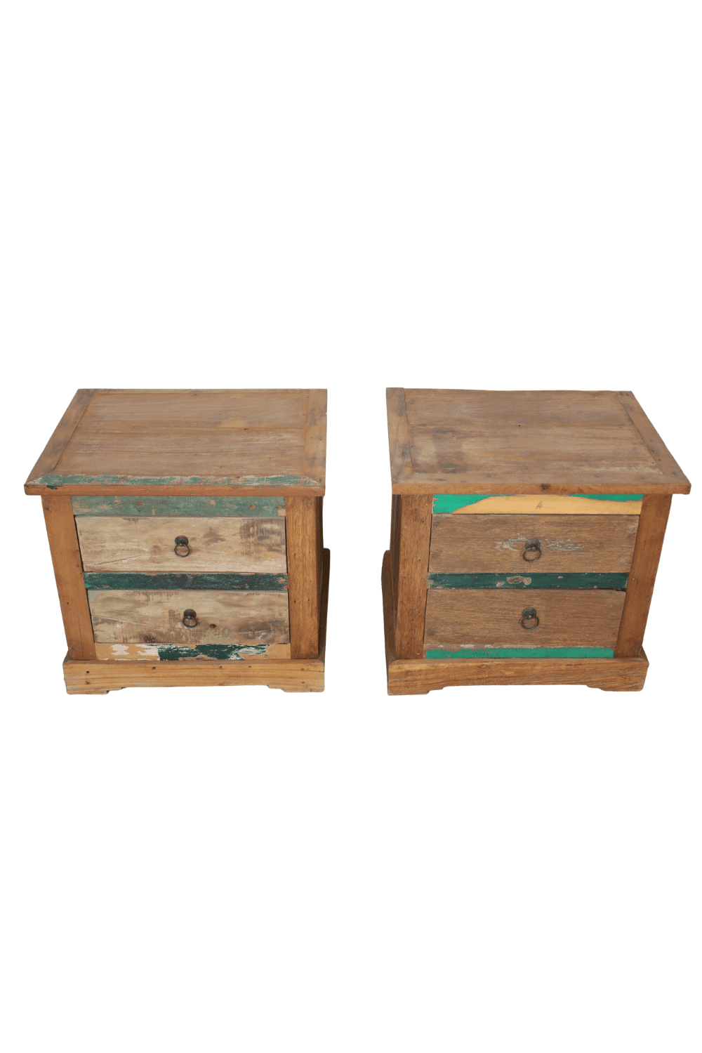 Set van 2 rustiek boten houten Nachtkastje 54x41x50 cm