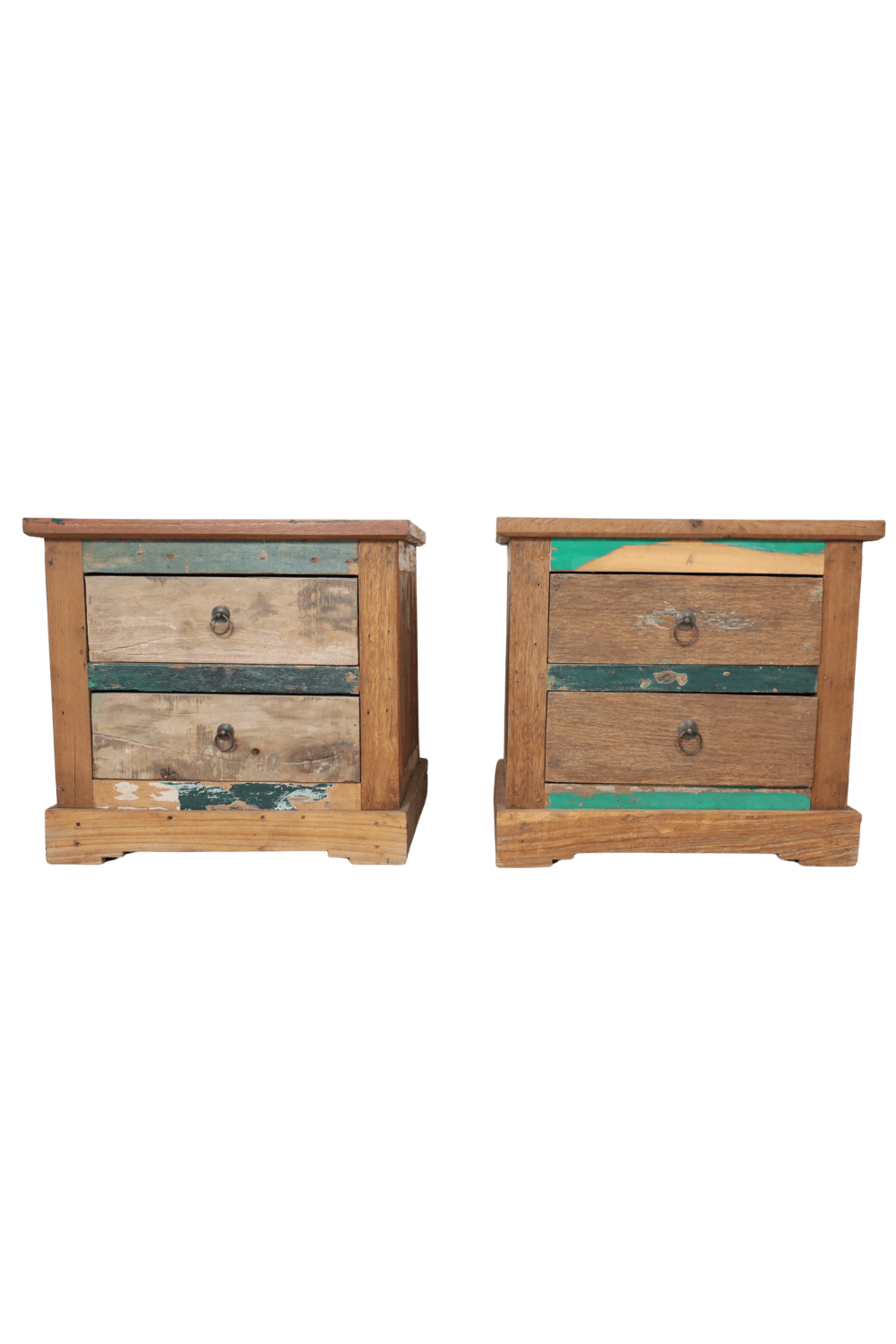Set van 2 rustiek boten houten Nachtkastje 54x41x50 cm