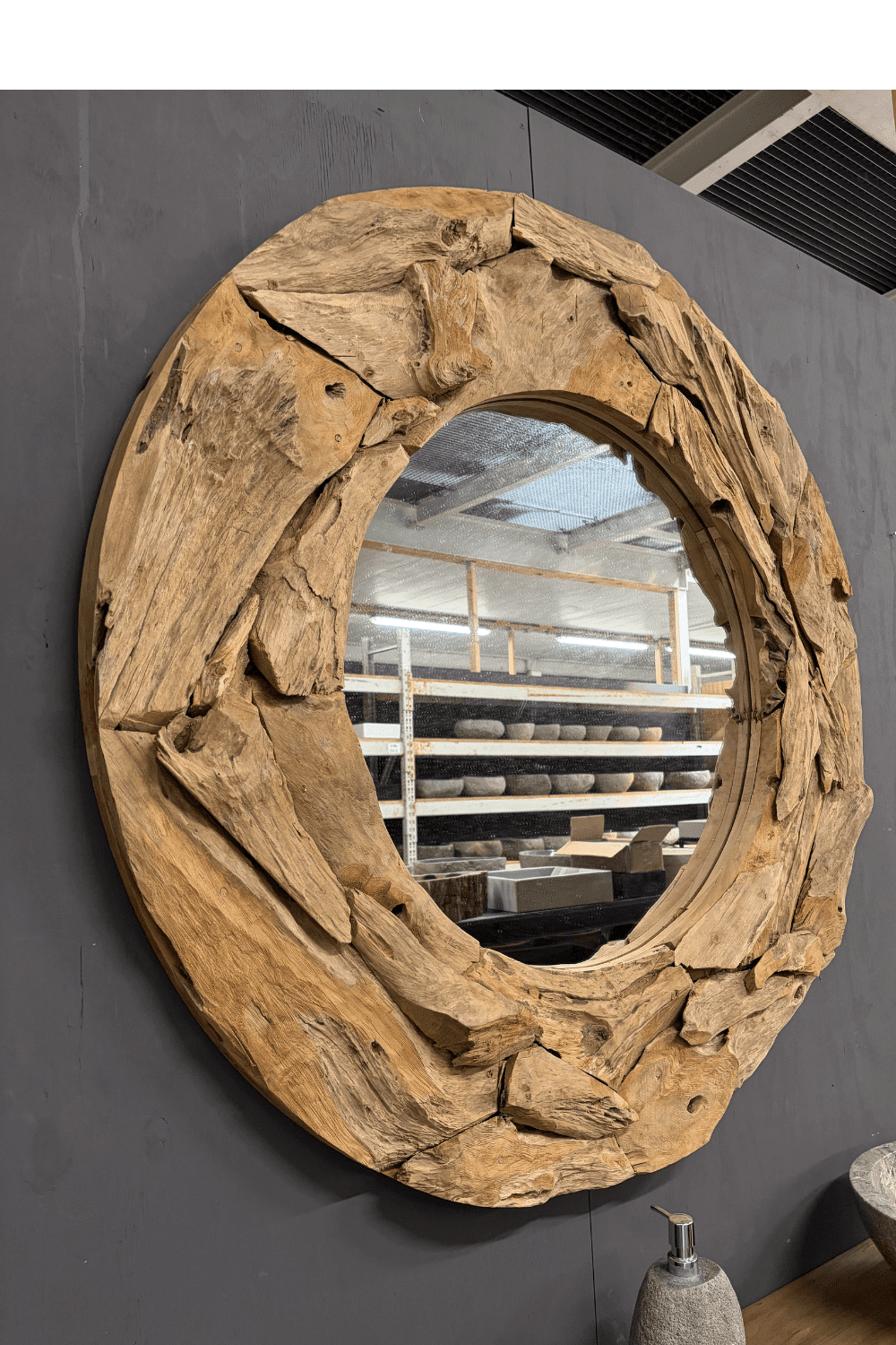 Spiegel wortel teak rond D120x 6 cm Spiegel wortel teak rond D120x 6 cm