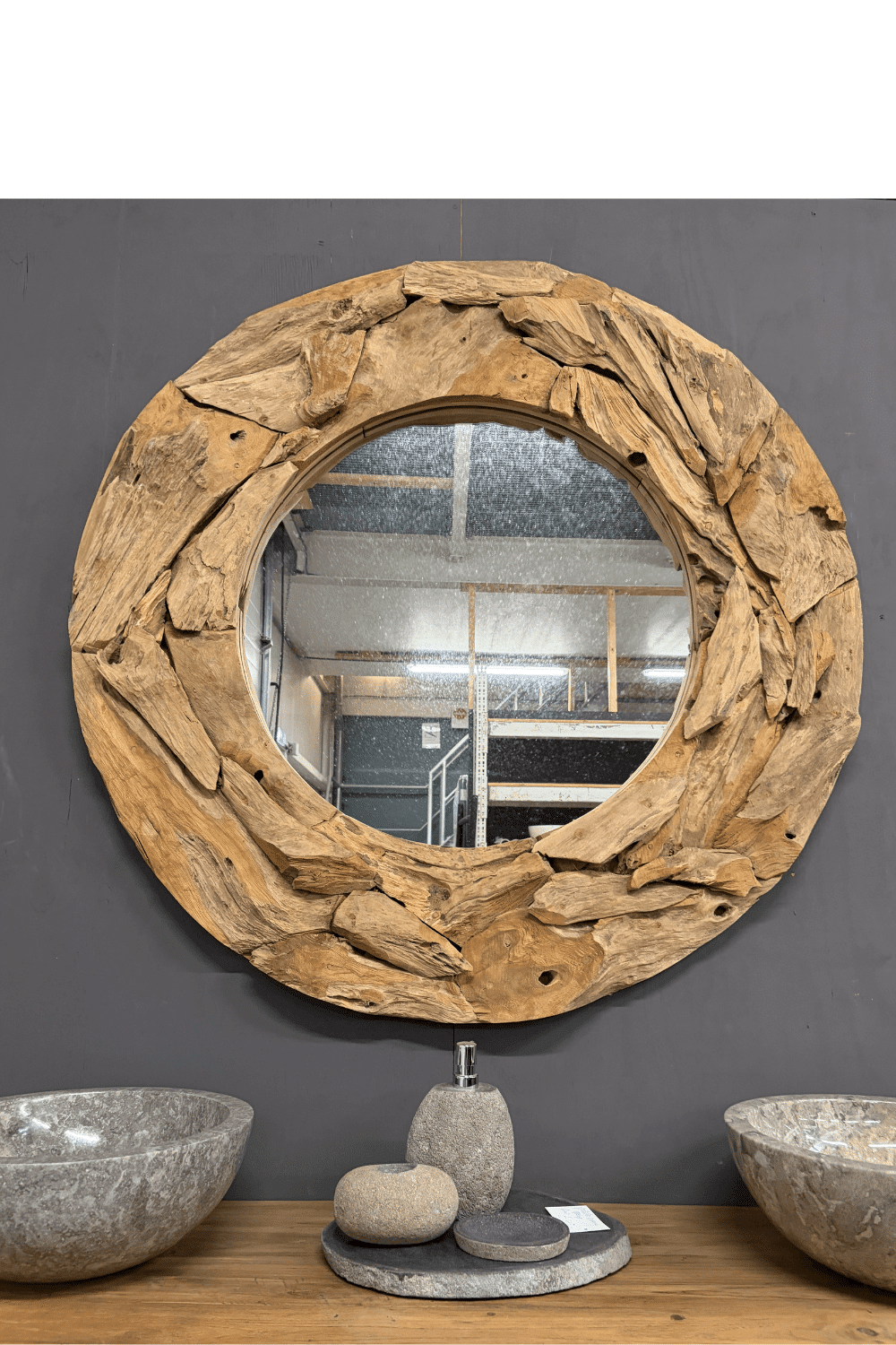 Spiegel wortel teak rond D120x 6 cm Spiegel wortel teak rond D120x 6 cm