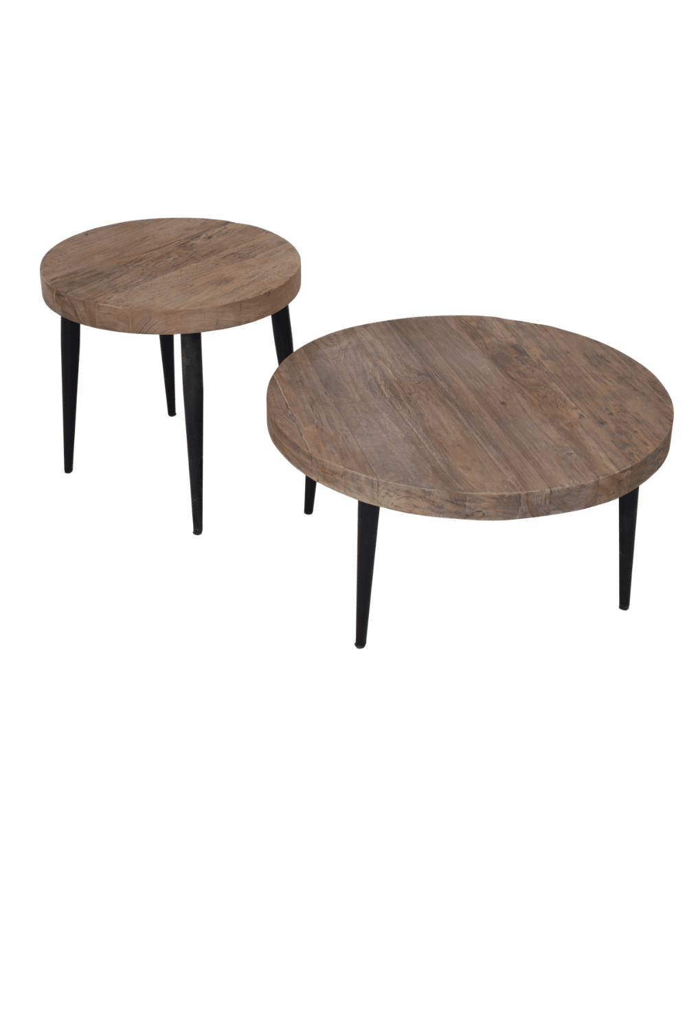 Teak houten set van 2 salontafels 51x48 cm en 71x36 cm