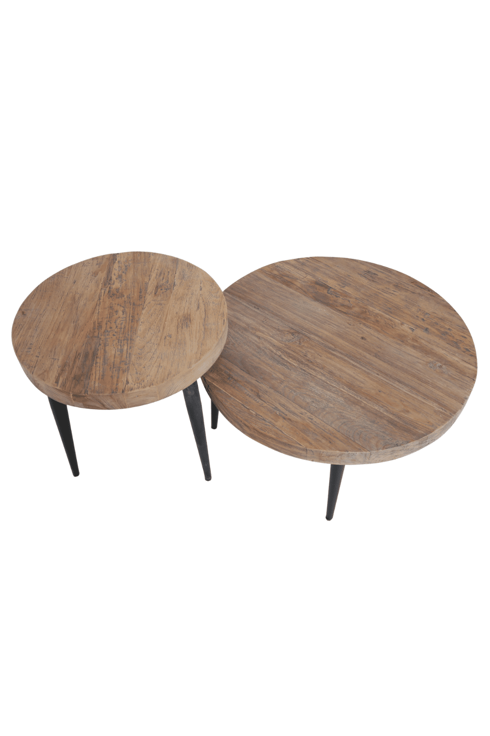 Teak houten set van 2 salontafels 51x48 cm en 71x36 cm