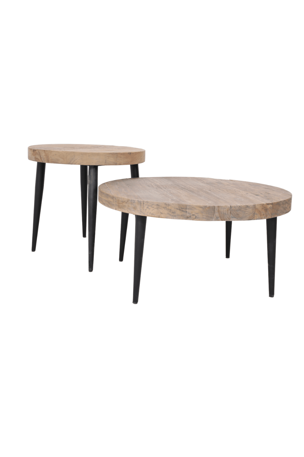 Teak houten set van 2 salontafels 51x48 cm en 71x36 cm