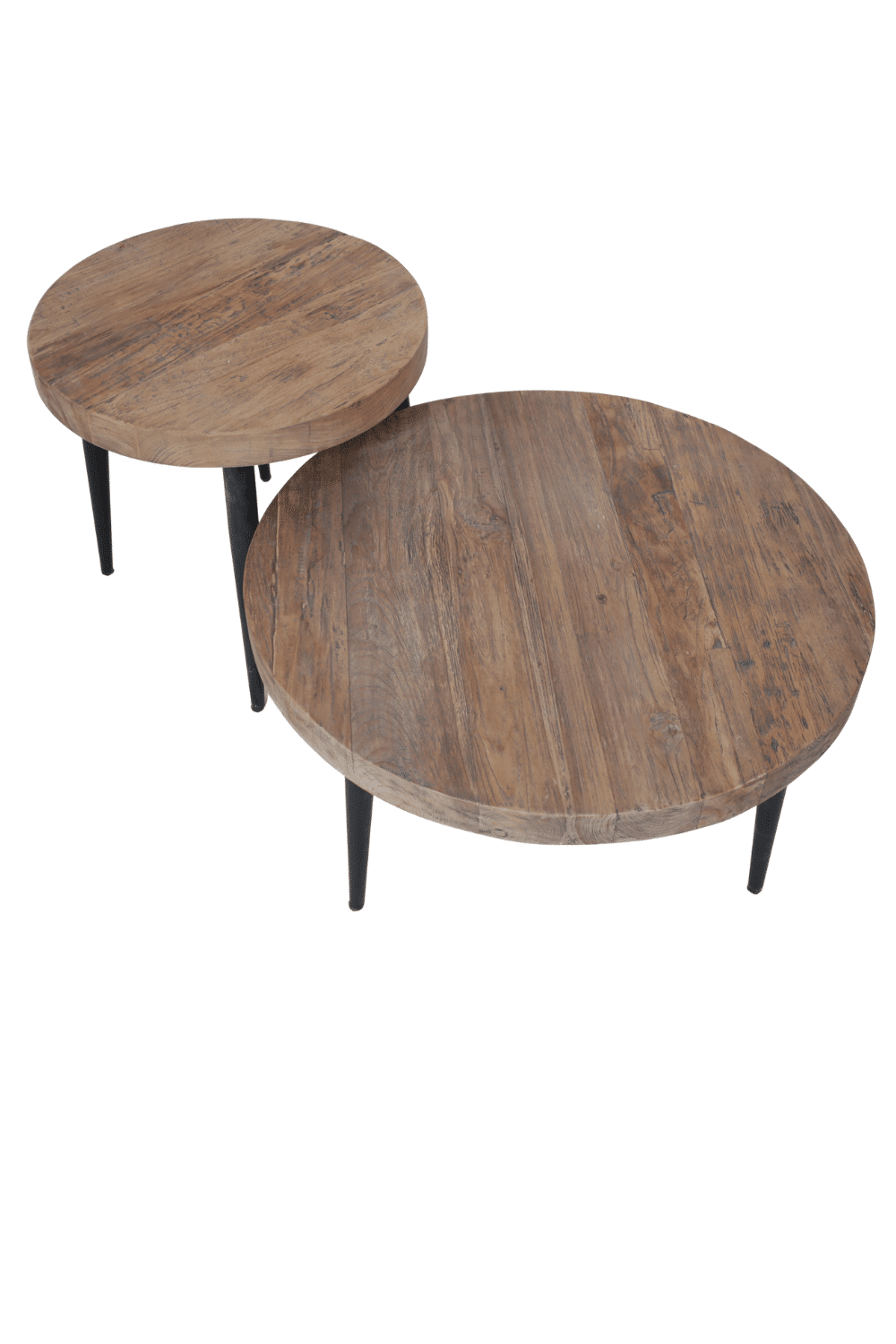Teak houten set van 2 salontafels 51x48 cm en 71x36 cm