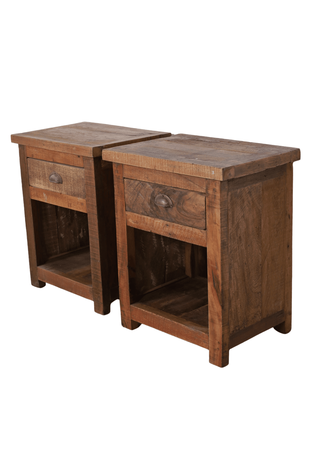 set van 2 houten rustieke Nachtkastjes 55x39x56 cm