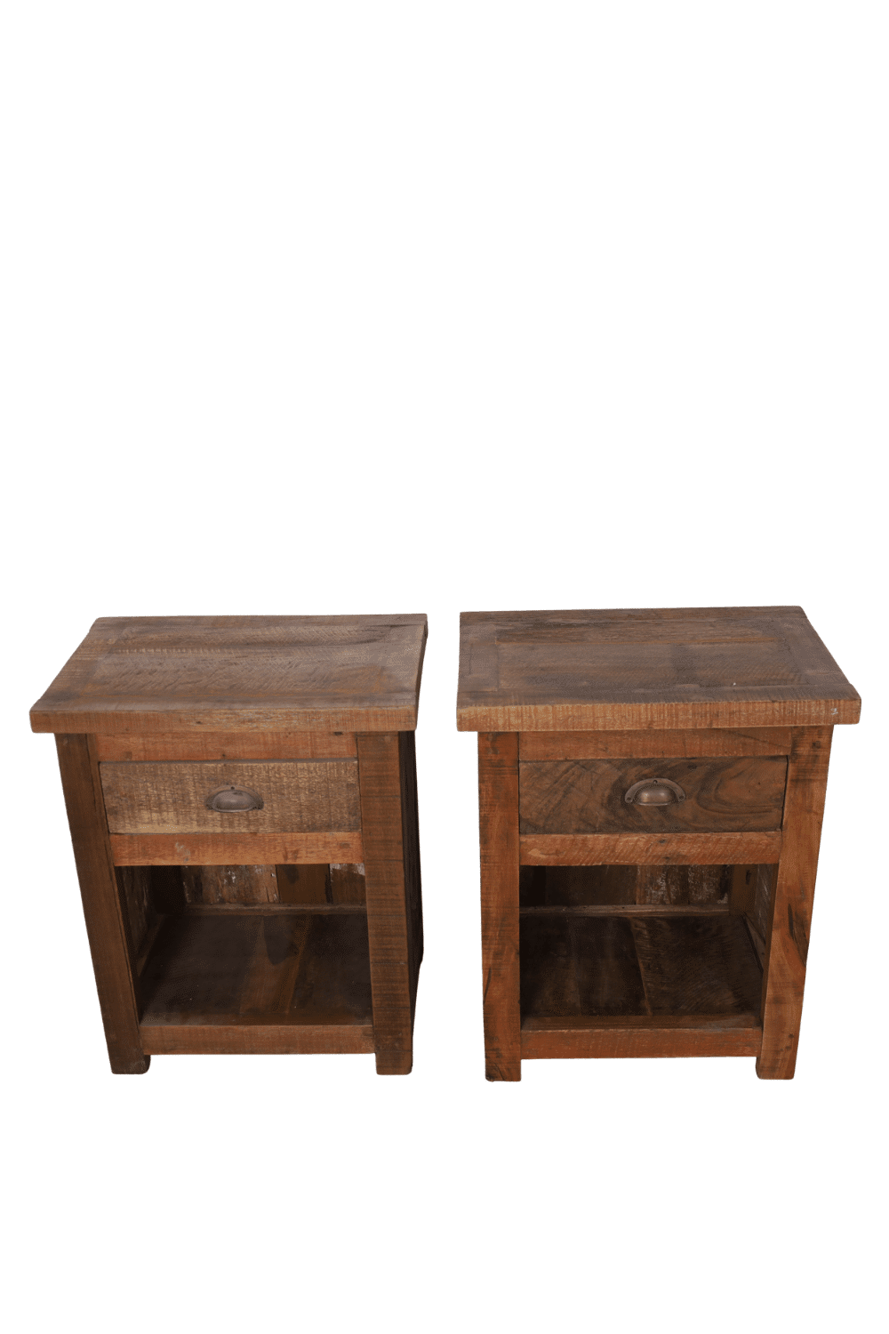 set van 2 houten rustieke Nachtkastjes 55x39x56 cm