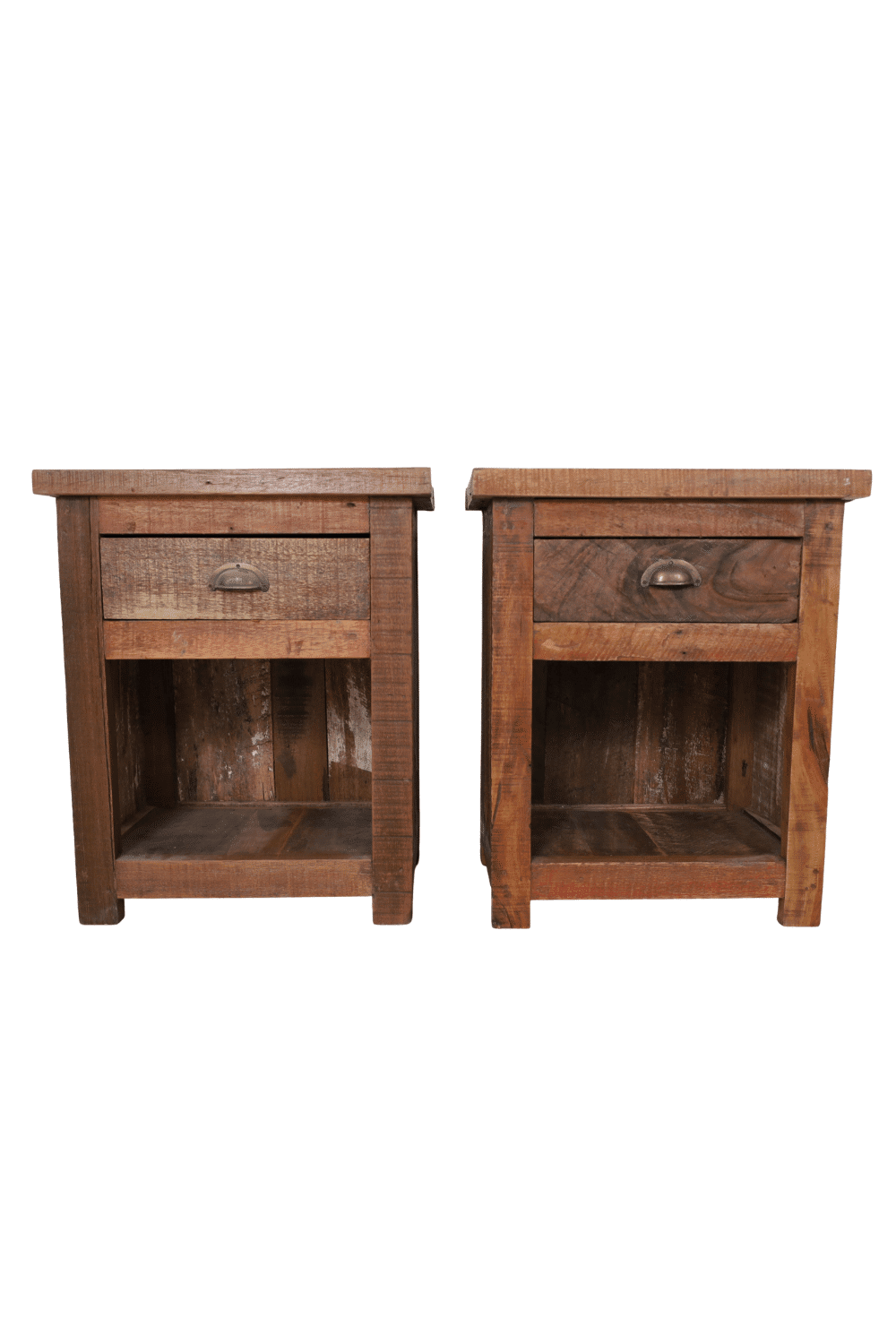 set van 2 houten rustieke Nachtkastjes 55x39x56 cm