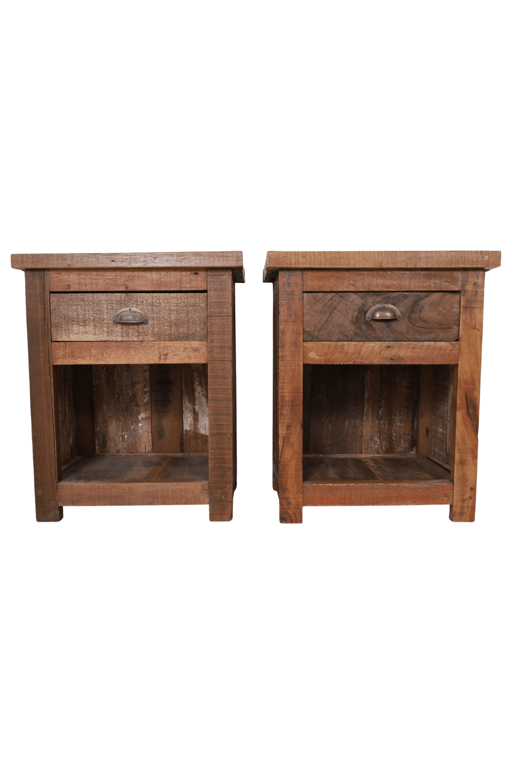 set van 2 houten rustieke Nachtkastjes 55x39x56 cm