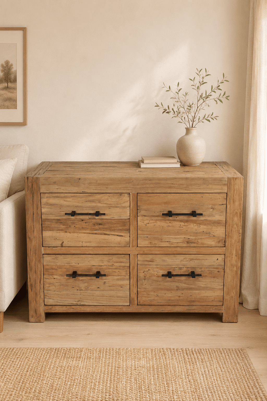 Badkamermeubel teak houten ladekast 4 lade 120x45x85 cm