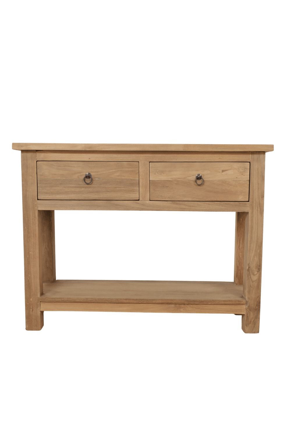Side table teak hout met 2 lades en onderblad Side table teak hout met 2 lades en onderblad