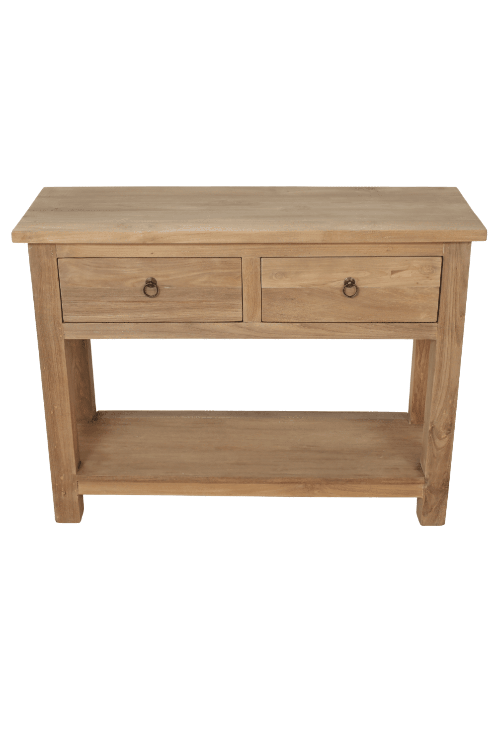 Side table teak hout met 2 lades en onderblad Side table teak hout met 2 lades en onderblad