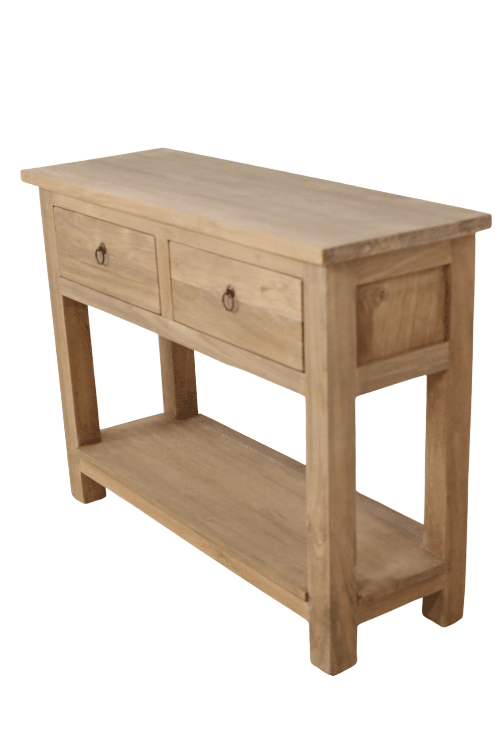 Side table teak hout met 2 lades en onderblad Side table teak hout met 2 lades en onderblad