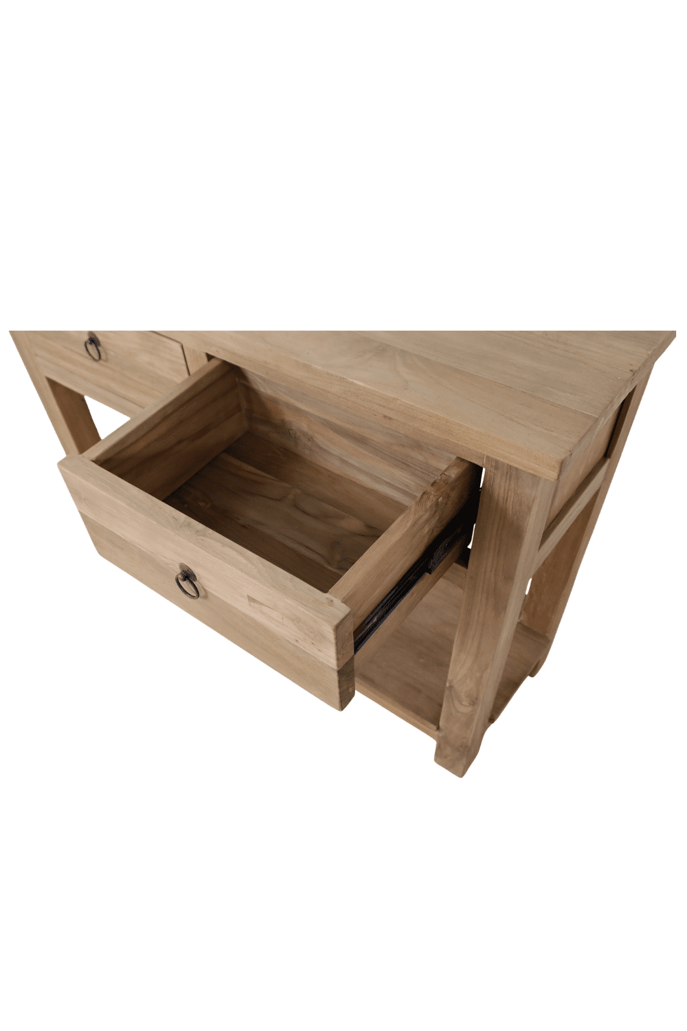 Side table teak hout met 2 lades en onderblad Side table teak hout met 2 lades en onderblad