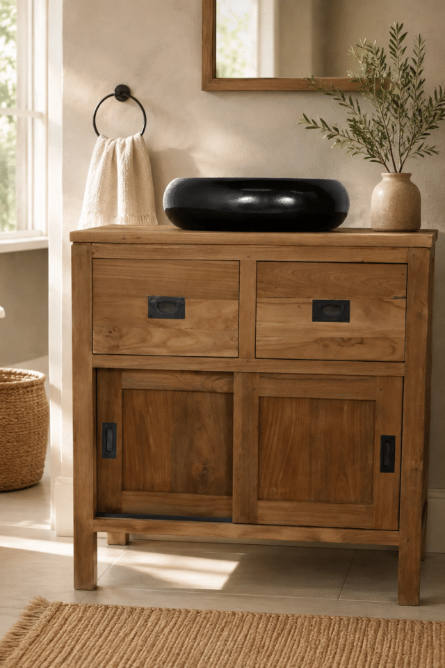 Teak houten badkamermeubel 80x50x85 cm