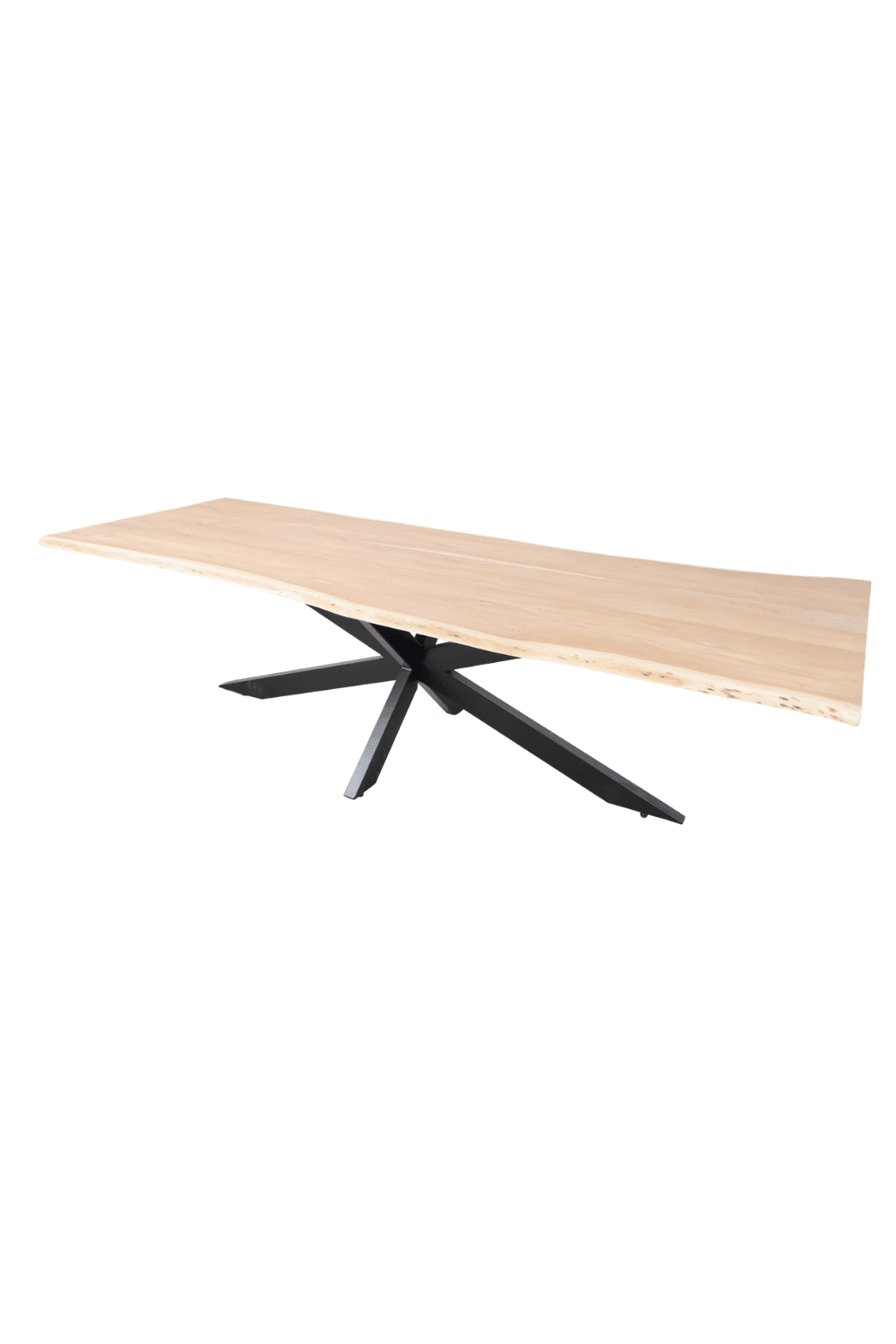 boomstam houten eentafel met zwart metalen spinpoot acacia hout 300x100x110x79 cm boomstam houten eentafel met zwart metalen spinpoot acacia hout 300x100x110x79 cm