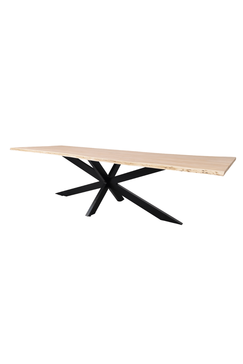 boomstam houten eentafel met zwart metalen spinpoot acacia hout 300x100x110x79 cm boomstam houten eentafel met zwart metalen spinpoot acacia hout 300x100x110x79 cm