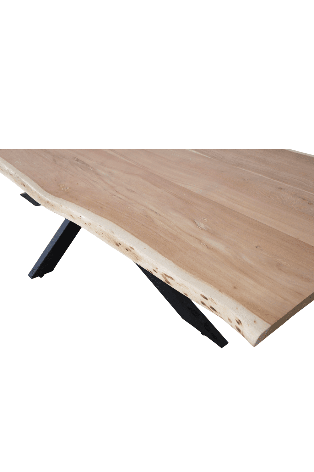 boomstam houten eentafel met zwart metalen spinpoot acacia hout 300x100x110x79 cm boomstam houten eentafel met zwart metalen spinpoot acacia hout 300x100x110x79 cm