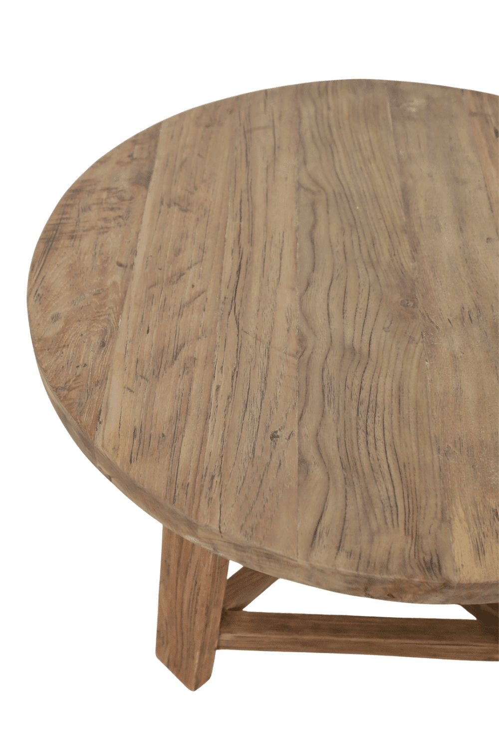 set van 2 ronde houten salontafels 50 cm en 70 cm teak hout rural