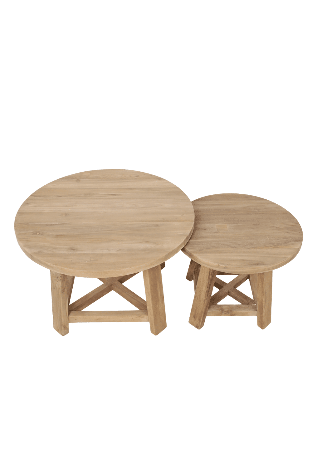 set van 2 ronde houten salontafels 50 cm en 70 cm teak hout smooth7 set van 2 ronde houten salontafels 50 cm en 70 cm teak hout smooth7