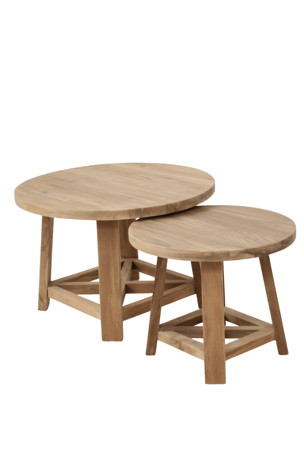 set van 2 ronde houten salontafels 50 cm en 70 cm teak hout smooth7 set van 2 ronde houten salontafels 50 cm en 70 cm teak hout smooth7