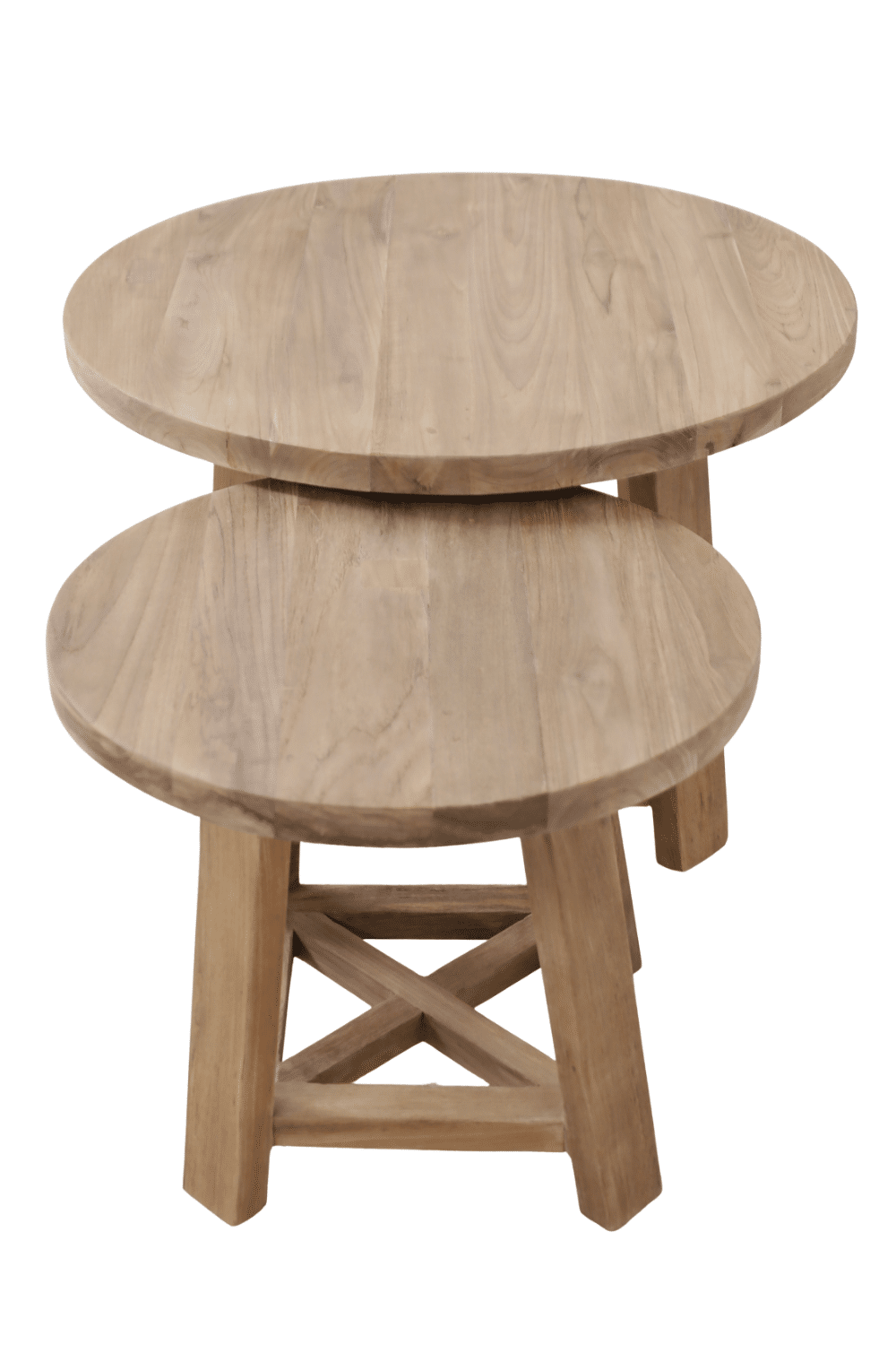 set van 2 ronde houten salontafels 50 cm en 70 cm teak hout smooth7 set van 2 ronde houten salontafels 50 cm en 70 cm teak hout smooth7