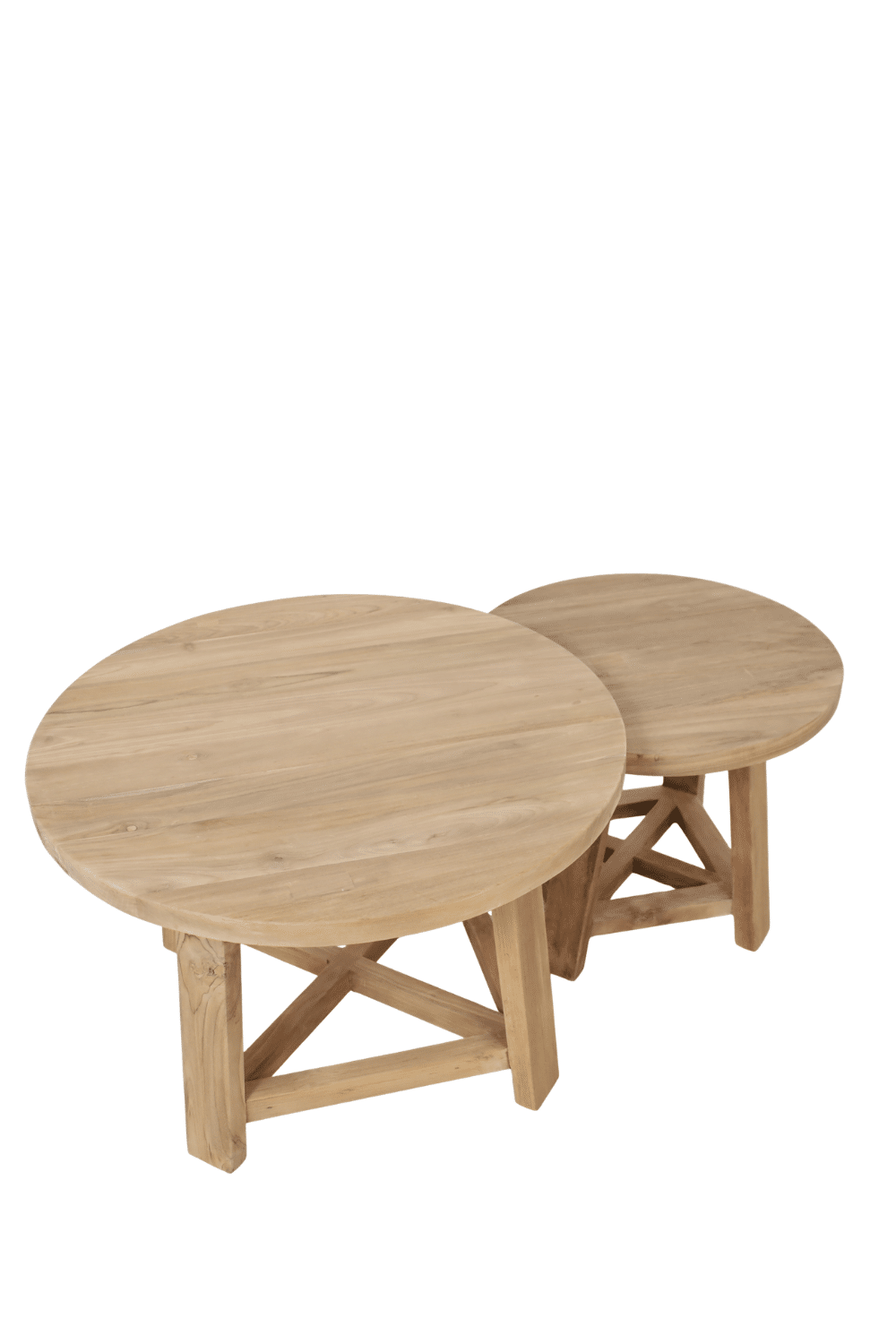 set van 2 ronde houten salontafels 50 cm en 70 cm teak hout smooth7 set van 2 ronde houten salontafels 50 cm en 70 cm teak hout smooth7