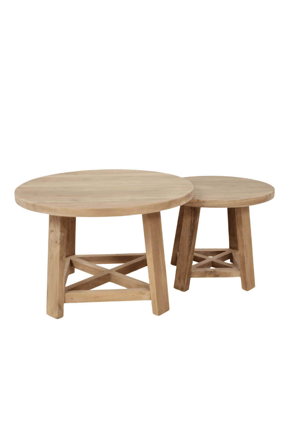 set van 2 ronde houten salontafels 50 cm en 70 cm teak hout smooth7 set van 2 ronde houten salontafels 50 cm en 70 cm teak hout smooth7