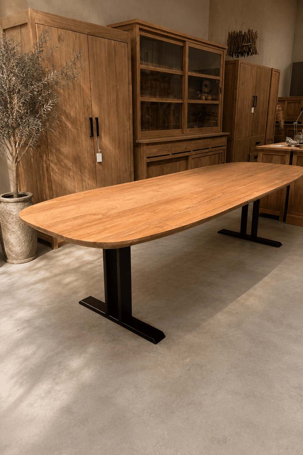 teak houten deens ovale tafel met I poten 300x110x77 cm teak houten deens ovale tafel met I poten 300x110x77 cm
