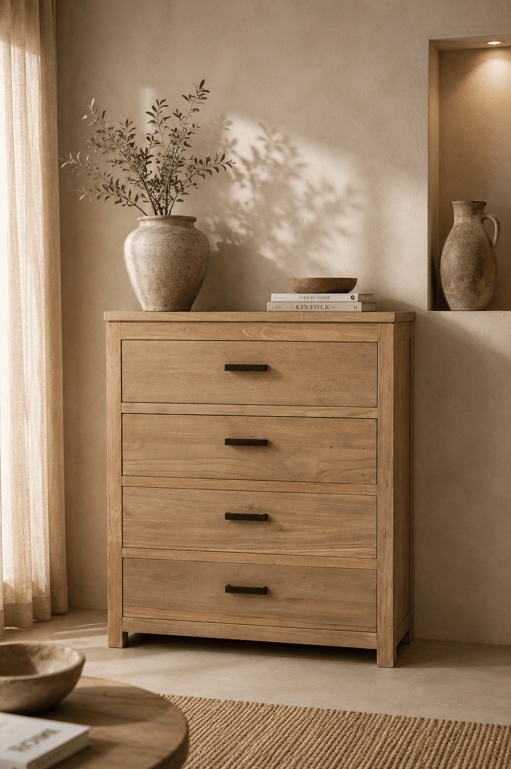 teak houten ladekast met 4 lades 80x40x100 cm teak houten ladekast met 4 lades 80x40x100 cm