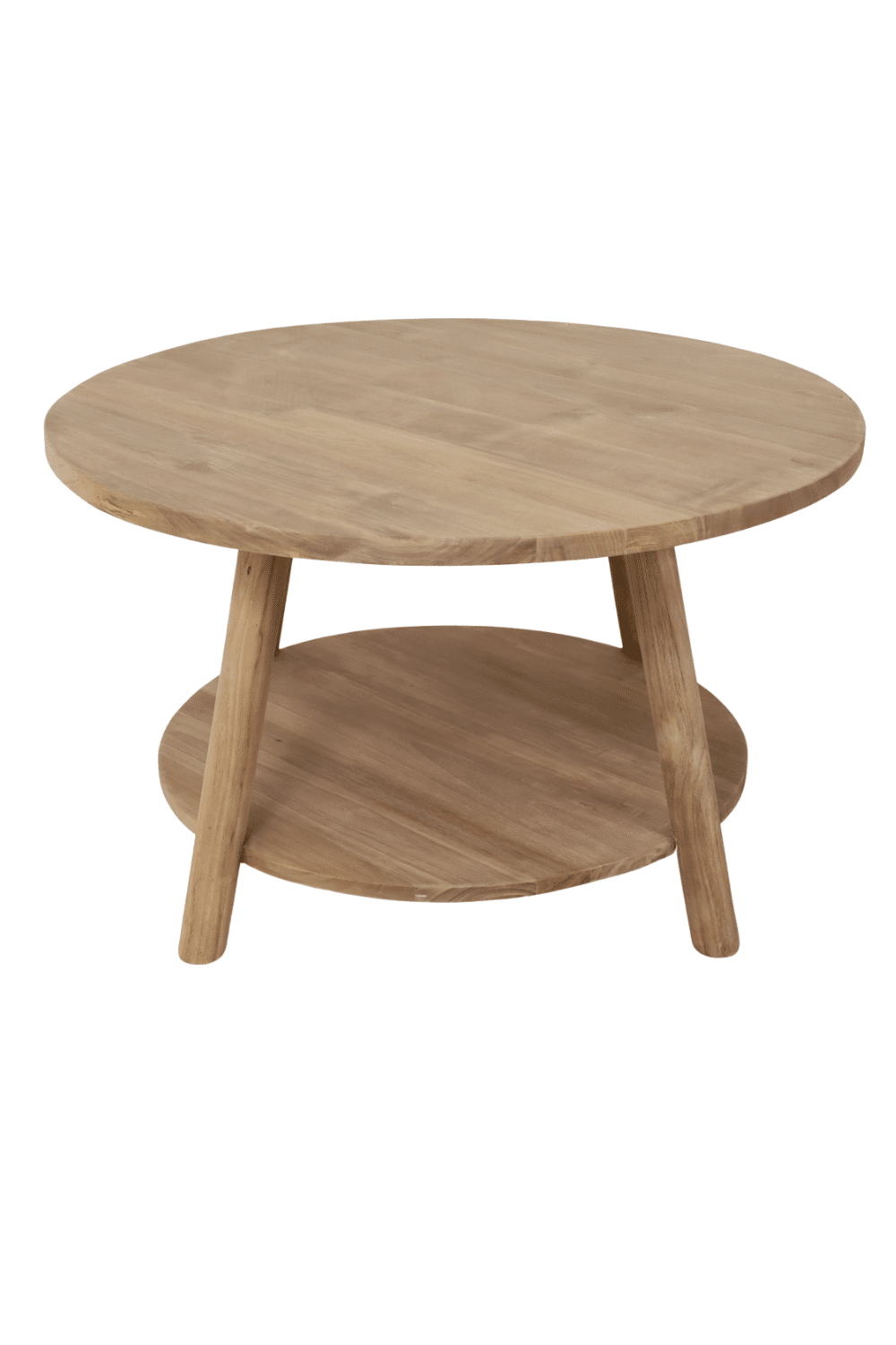 Teak houten salontafel set van 2 ronde salontafels 85cm en 50 cm Teak houten salontafel Teak houten salontafel set van 2 ronde salontafels 85cm en 50 cm Teak houten salontafel