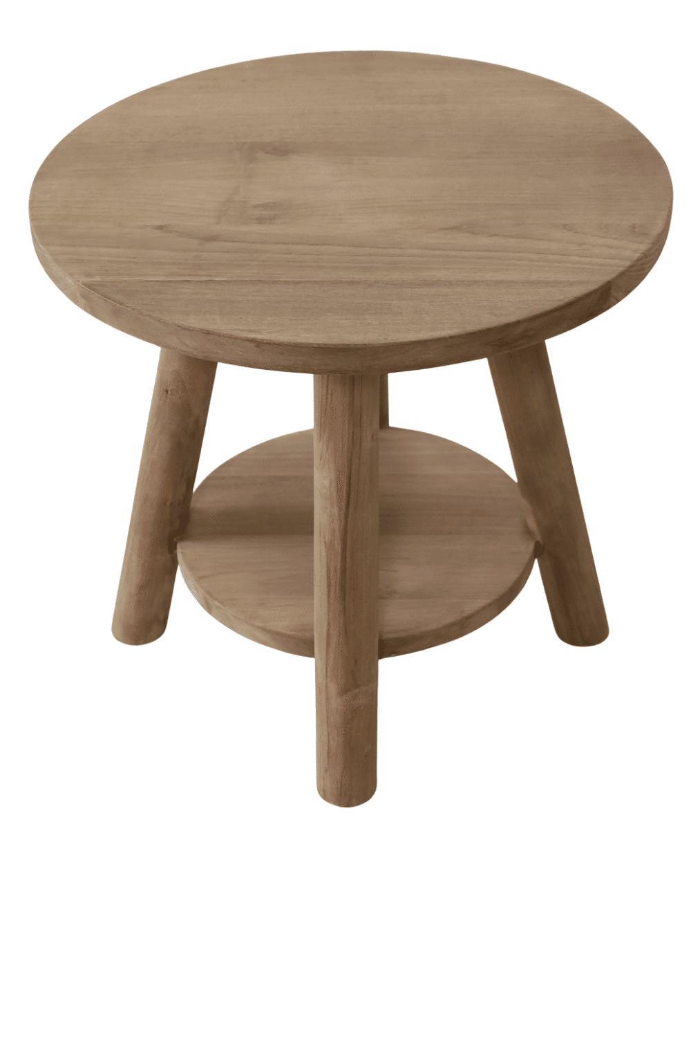Teak houten salontafel set van 2 ronde salontafels 85cm en 50 cm Teak houten salontafel Teak houten salontafel set van 2 ronde salontafels 85cm en 50 cm Teak houten salontafel