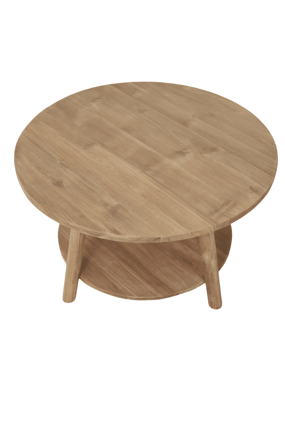 Teak houten salontafel set van 2 ronde salontafels 85cm en 50 cm Teak houten salontafel Teak houten salontafel set van 2 ronde salontafels 85cm en 50 cm Teak houten salontafel