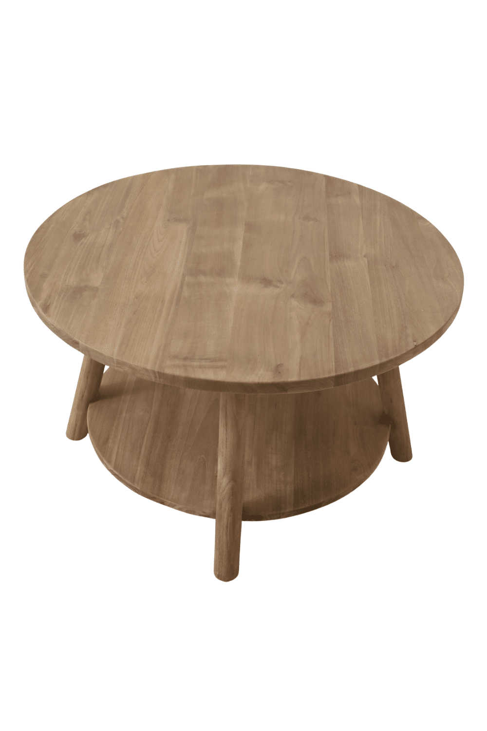 Teak houten salontafel set van 2 ronde salontafels 85cm en 50 cm Teak houten salontafel Teak houten salontafel set van 2 ronde salontafels 85cm en 50 cm Teak houten salontafel
