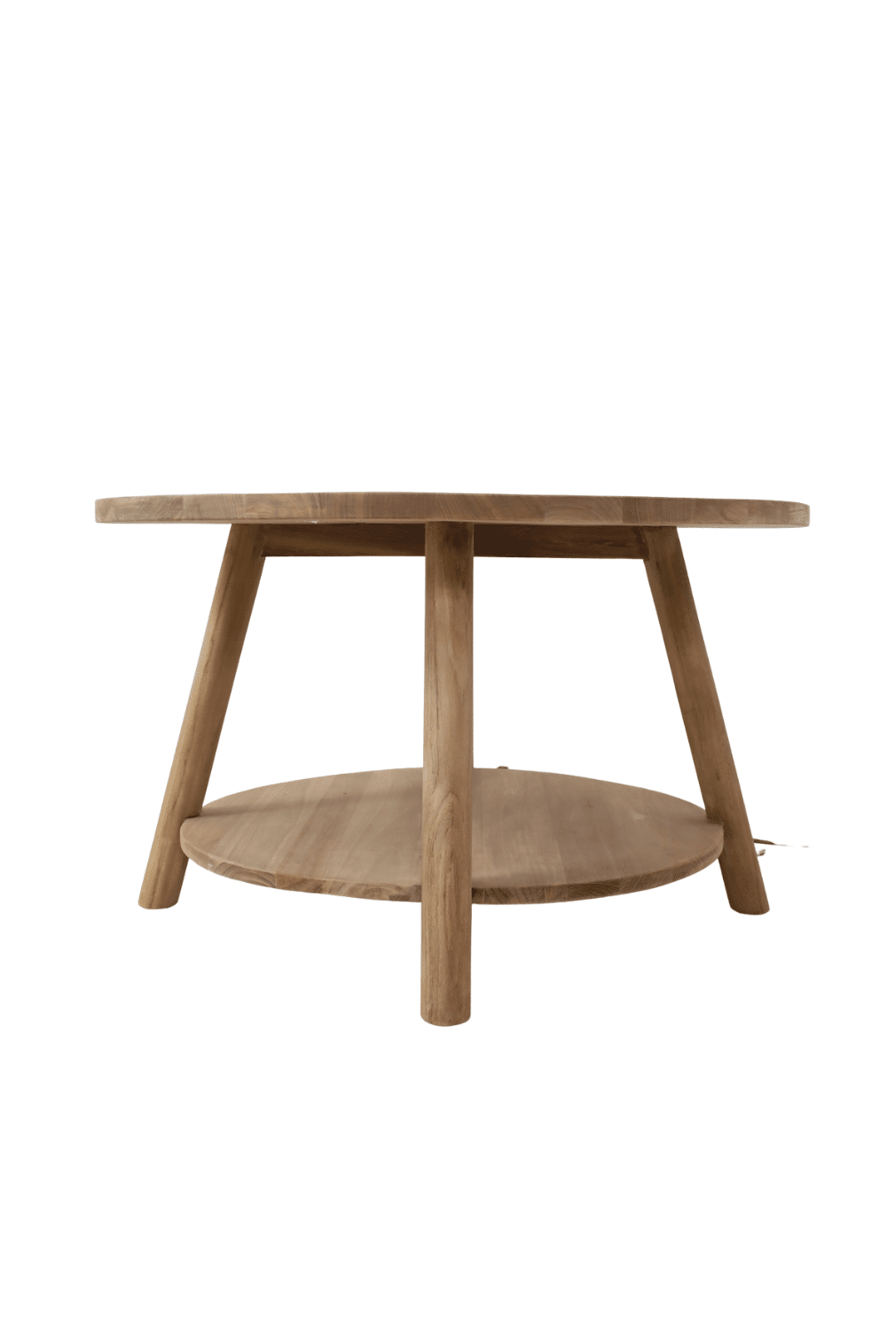 Teak houten salontafel set van 2 ronde salontafels 85cm en 50 cm Teak houten salontafel Teak houten salontafel set van 2 ronde salontafels 85cm en 50 cm Teak houten salontafel