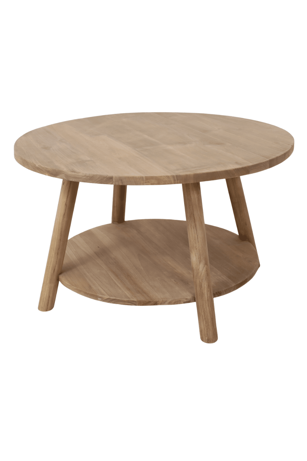 Teak houten salontafel set van 2 ronde salontafels 85cm en 50 cm Teak houten salontafel Teak houten salontafel set van 2 ronde salontafels 85cm en 50 cm Teak houten salontafel