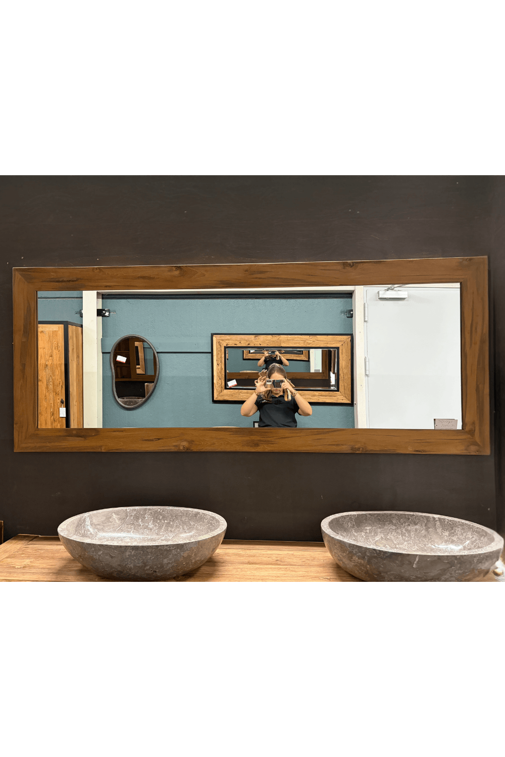 Teak houten spiegel 200x80 cm