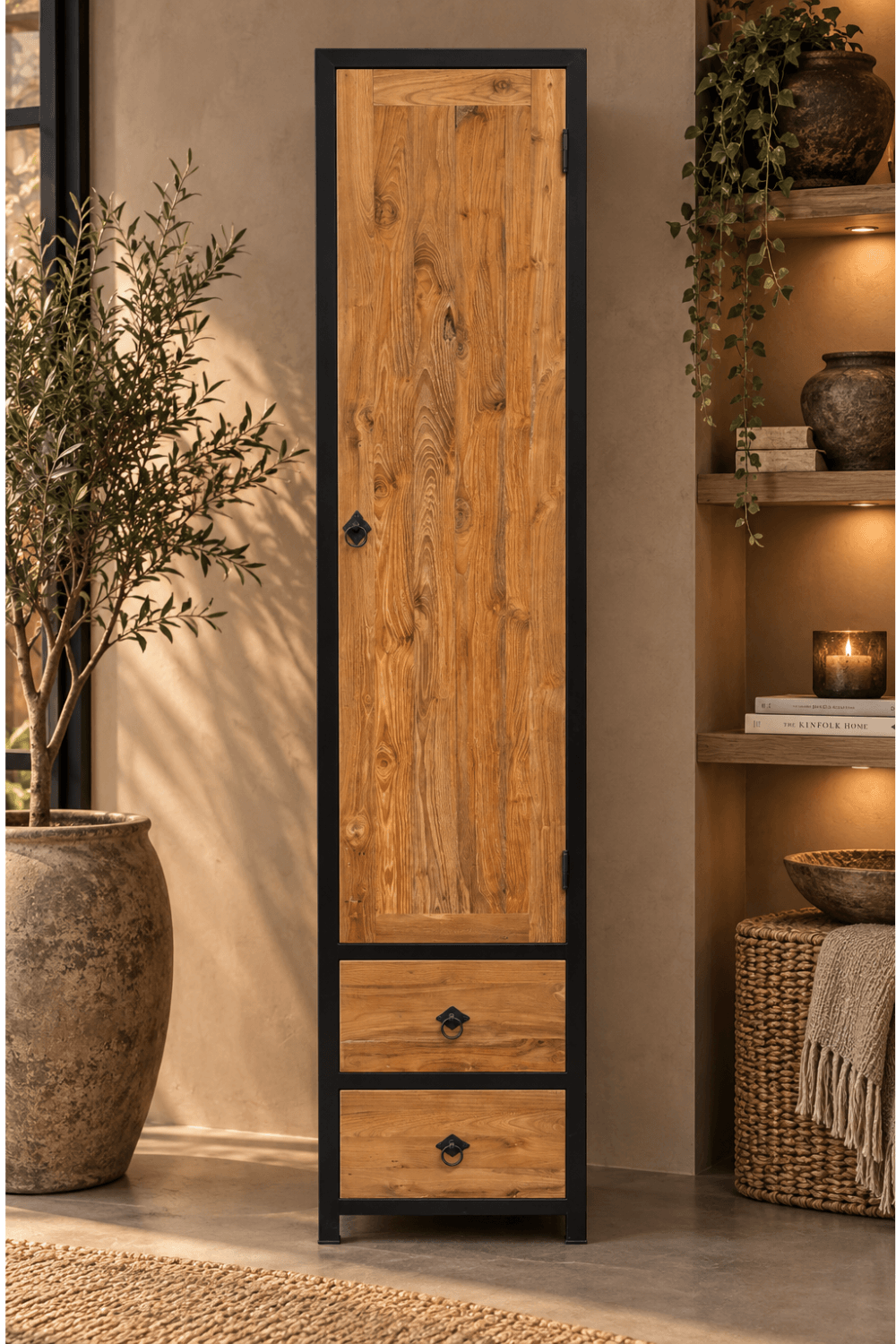 teak houten hoge smalle badkamer kast met deur opbergkast teak houten hoge smalle badkamer kast met deur opbergkast