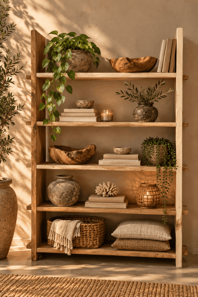 boomstam houten rek boeken rek