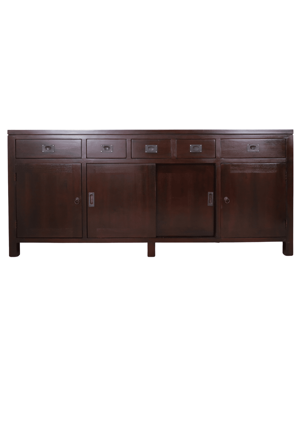Warme houten sideboard in aardse interieurstijl