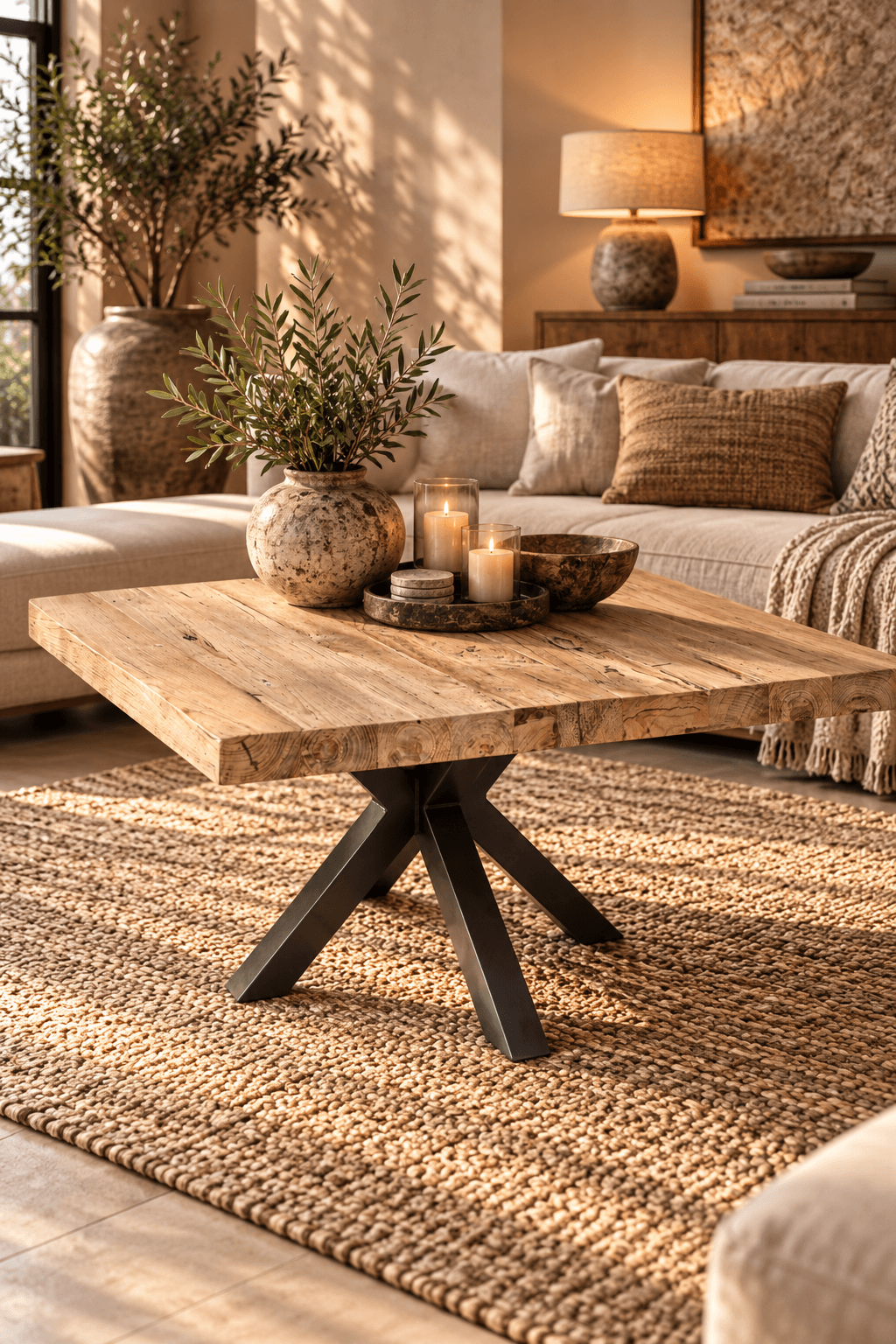 Vierkanten teak houten salontafel 80x80x46 cm cm met anodic bruine poot rural Vierkanten teak houten salontafel 80x80x46 cm cm met anodic bruine poot rural