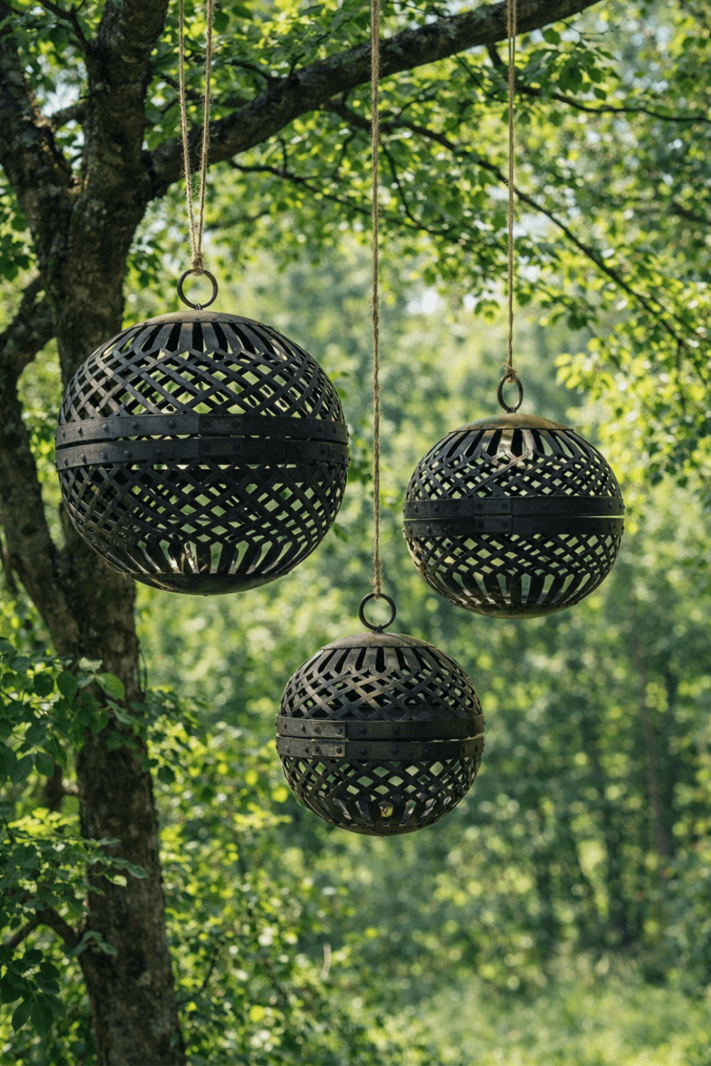 Set van 3 decoratieve roestballen