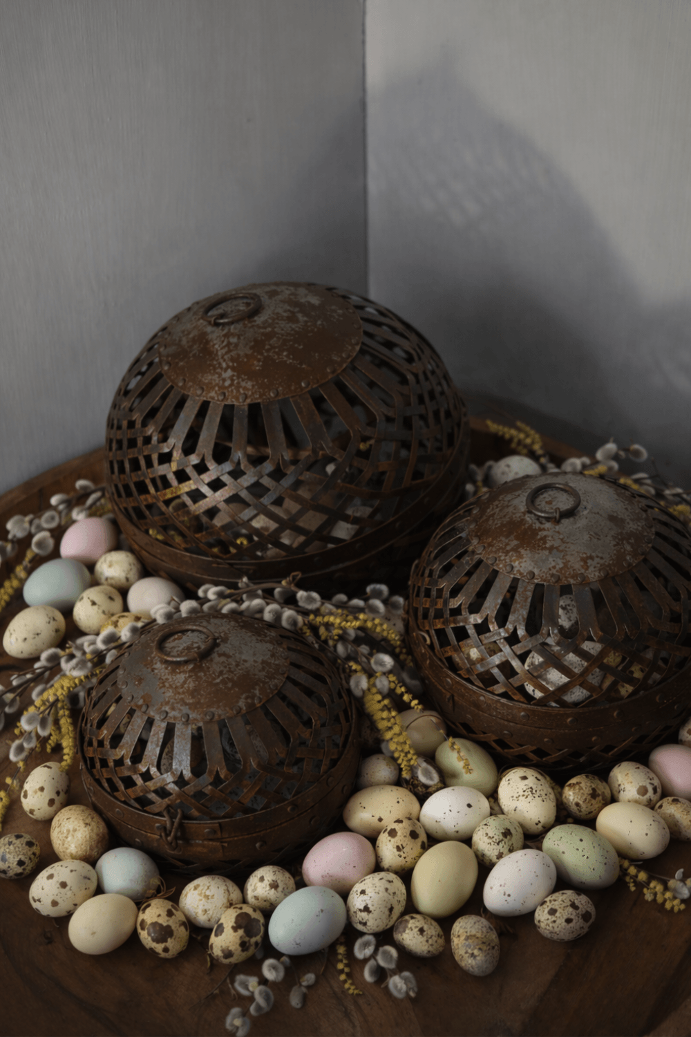 Set van 3 decoratieve roestballen