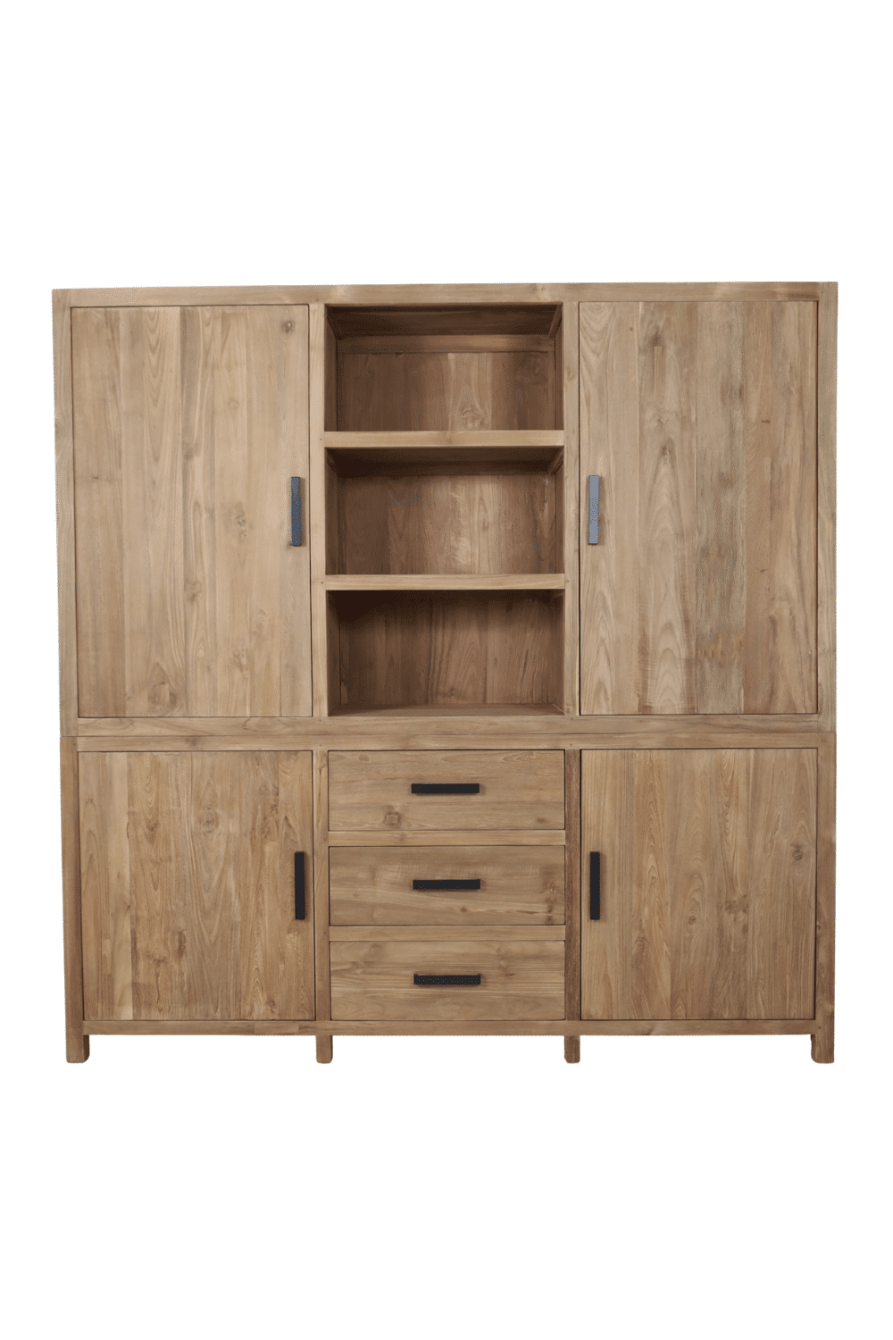 Teak houten opbergkast vitrinekast blok groot Teak houten opbergkast vitrinekast blok groot
