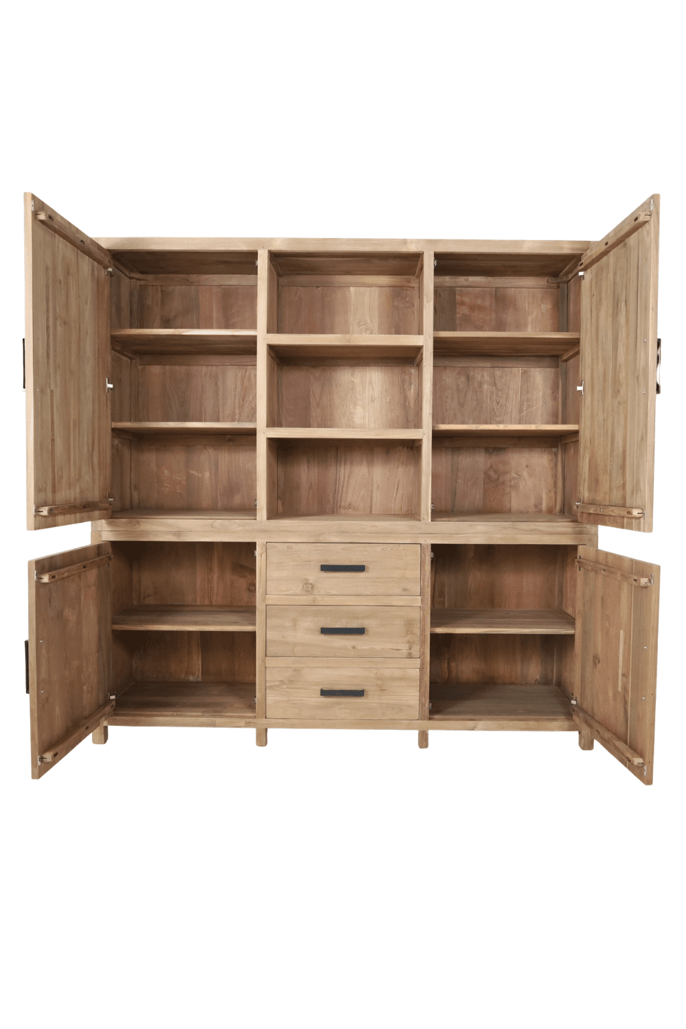 Teak houten opbergkast vitrinekast blok groot Teak houten opbergkast vitrinekast blok groot