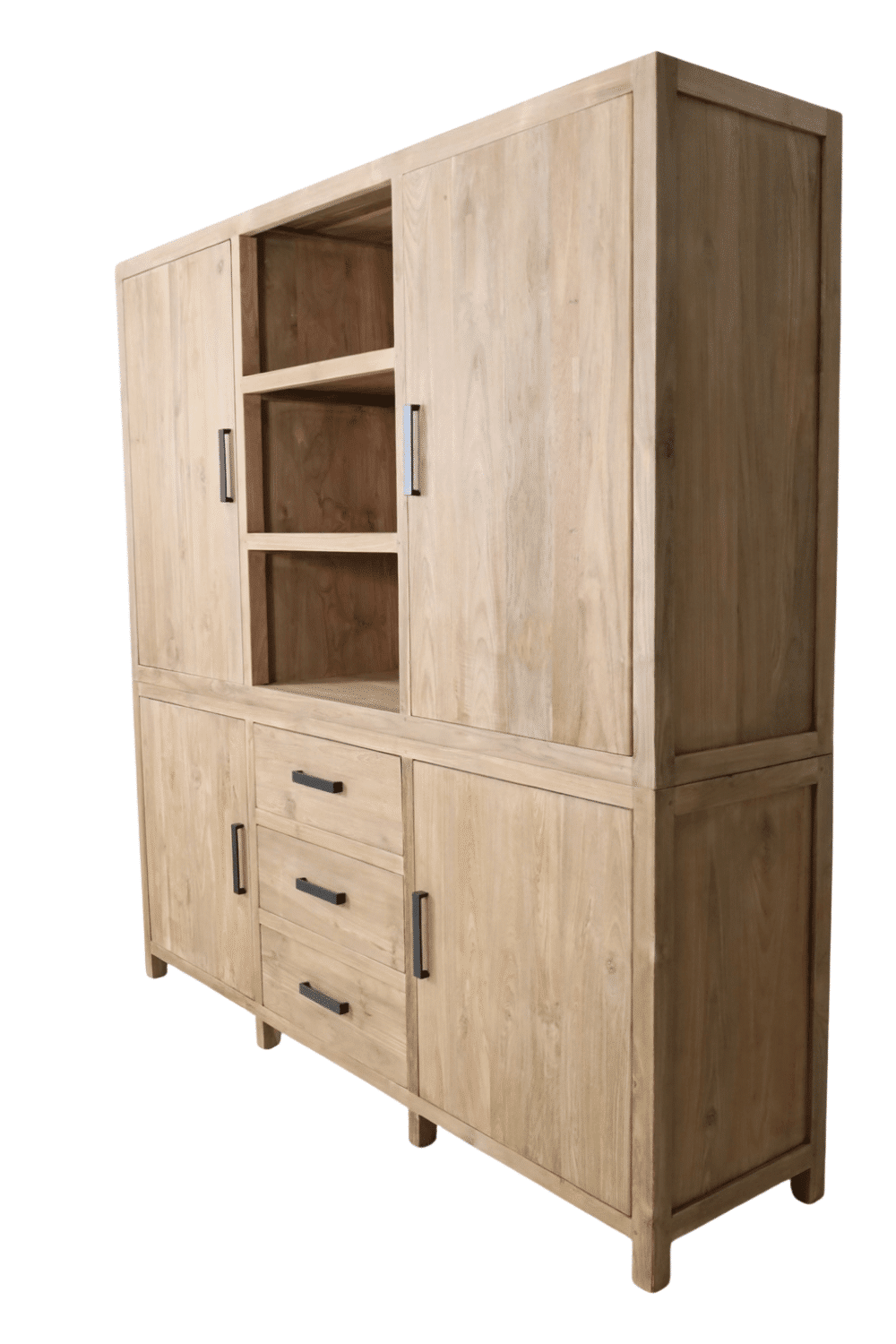 Teak houten opbergkast vitrinekast blok groot Teak houten opbergkast vitrinekast blok groot