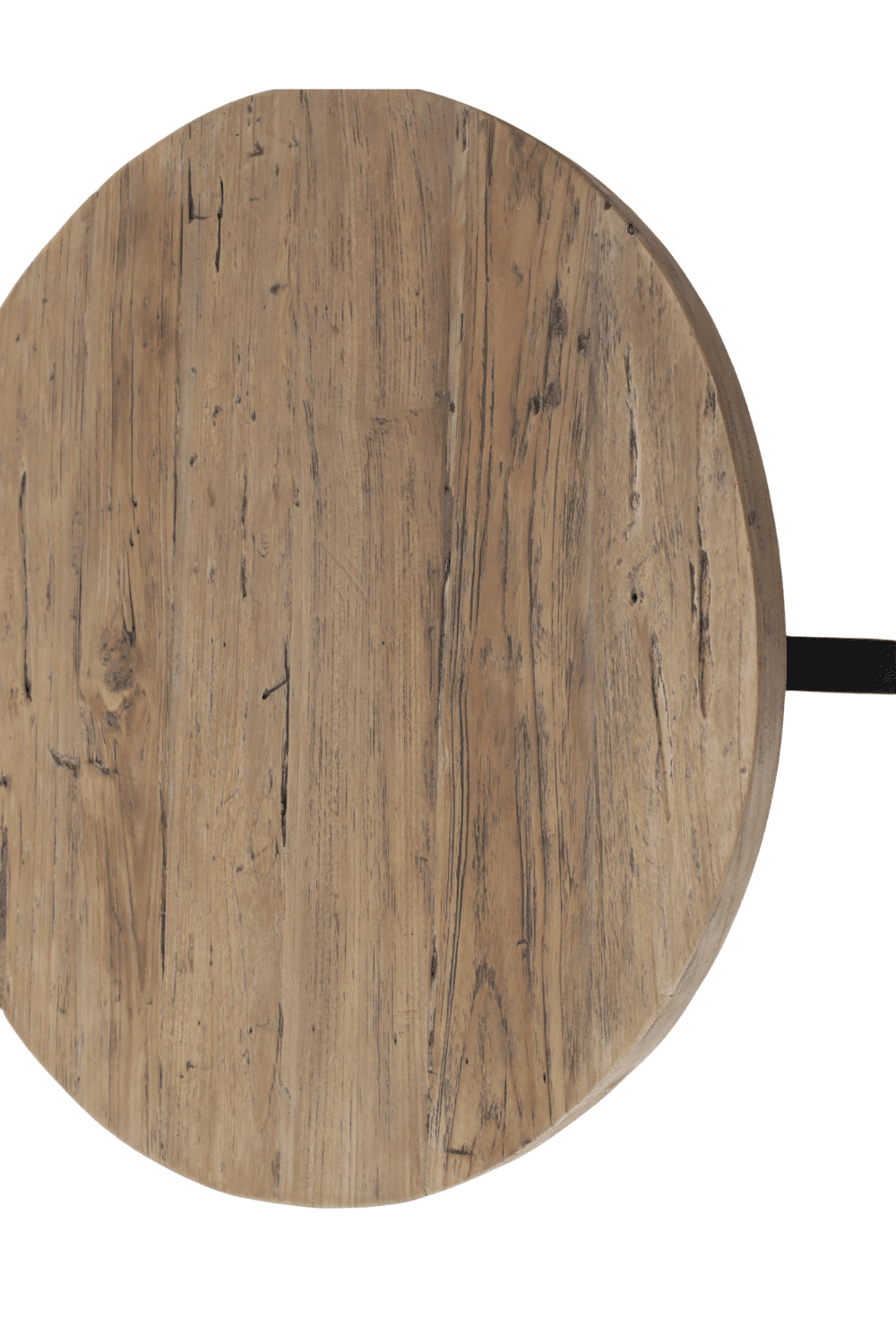 Teak houten ronde salontafel bijzettafel met zwart metalen poot rural60x60x46 cm
